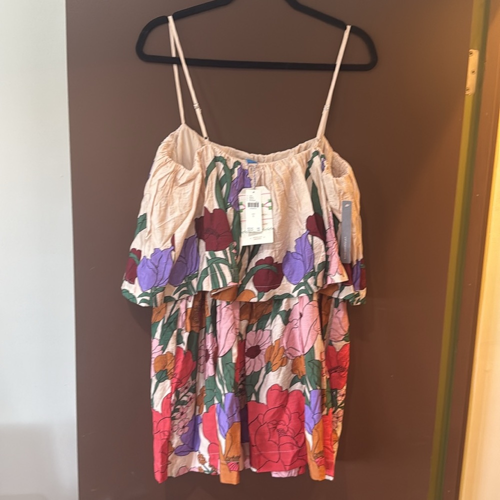 NWT FARM RIO for Anthropologie Tiered Floral Mini Dress - Picture 6 of 13